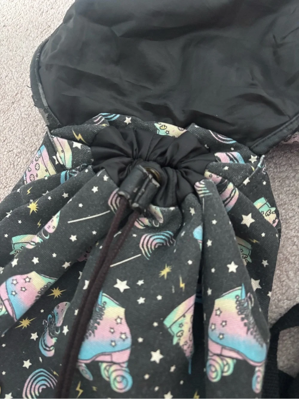 Mossimo Supply Co. Black Drawstring Backpack with Pastel Galaxy Accents